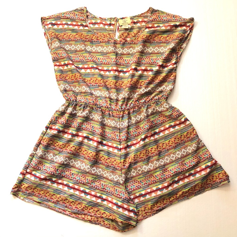 Stevie Lindsay Plus Size Romper Print Short Sleeve